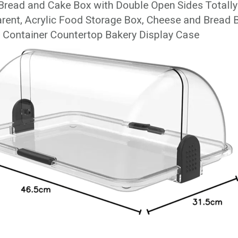 Biesse Bread and Cake Box with Double Open Sides Totally Transparent, Acrylic